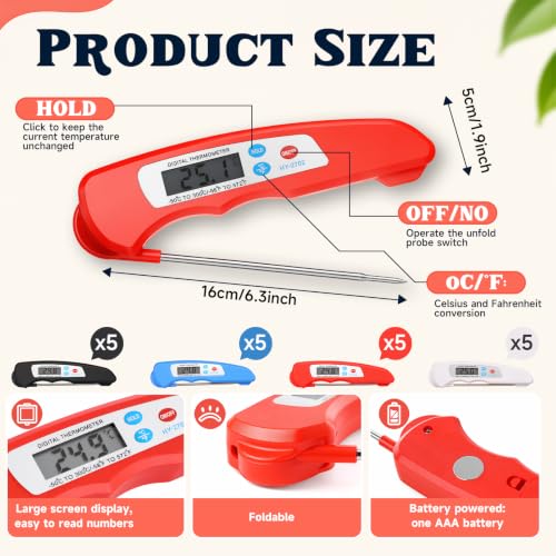 Konohan 20 Pcs Digital Meat Thermometer for Cooking Instant Read Waterproof