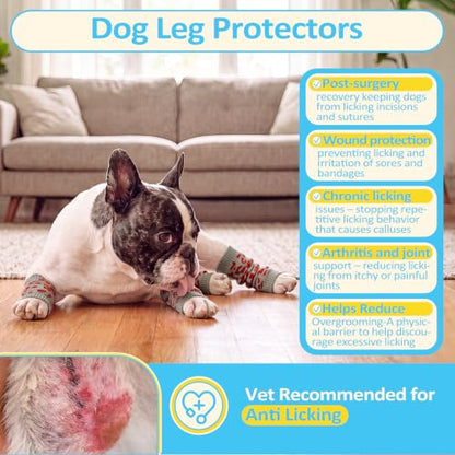 ROZKITCH 4PCS Dog Sleeves for Legs to Prevent Licking - color: GreyLeopard, size: M-Leg Girth: 2.67in