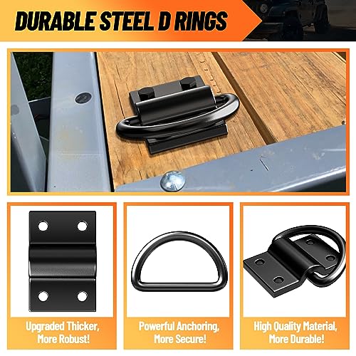 6PCS Heavy Duty D Rings Trailer Tie Down Anchor, Ultra Durable 6500LB Breaking Strength D Ring Tie Down for Truck Bed, Trailer, with Screws - size: 6 Pieces