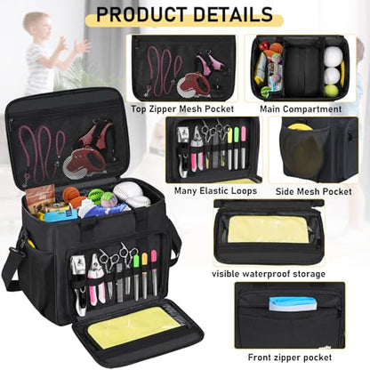 GMAK Pet Grooming Bag,Pet Hair Clipper Organizer Grooming Bag for Equipment - color: Black