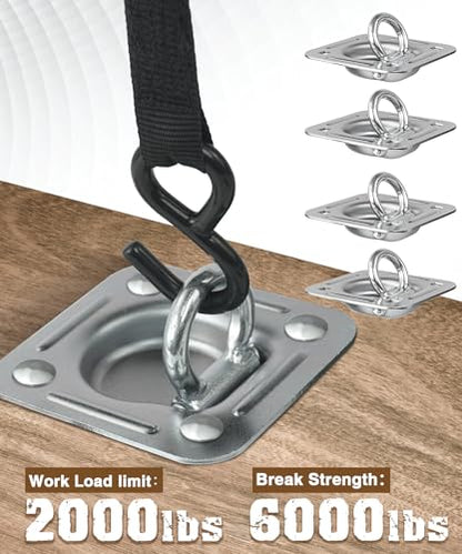 Recessed D Ring Tie Down Anchors 4 Pack (6,000 Lbs) - size: Silver 4PCS