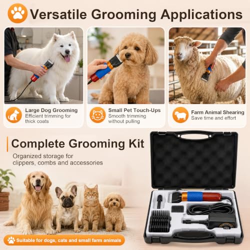 Dog Clippers for Grooming Thick Hair, 200W Sheep Shears, Pet Clipper Kit - size: 10 feet