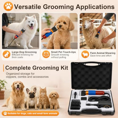 Dog Clippers for Grooming Thick Hair, 200W Sheep Shears, Pet Clipper Kit - size: 10 feet