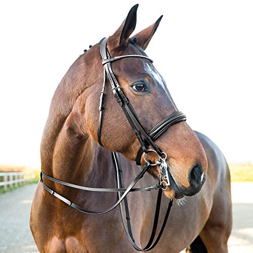 Horze Laelia Leather Reins with Stops - Black - Horse - size: Horse