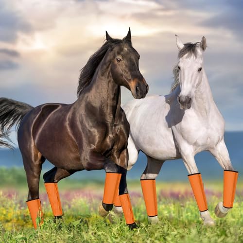 Jexine 8 Pcs Mesh Fly Boots for Horse - color: Orange