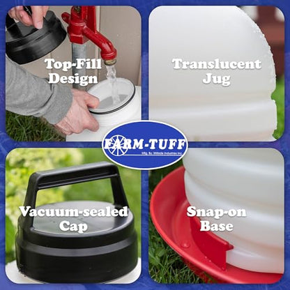 FARM-TUFF Hanging Chicken Waterer, 5 Gallon Capacity - Plastic Poultry Fountain with Top Fill Design - Automatic Water Dispenser for Chickens, Ducks, Turkeys & Game Birds - size: 5G