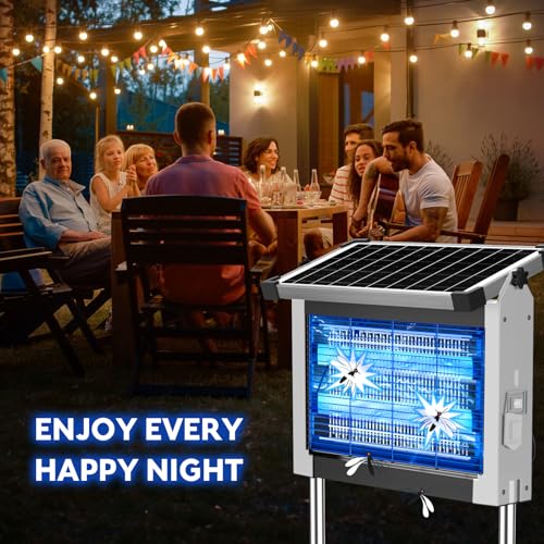 PhatroyYee Solar Bug Zapper, 4500V Mosquito Zapper Killer Trap Rechargeable - color: White