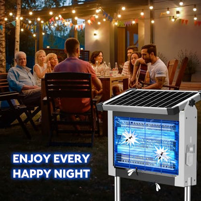 PhatroyYee Solar Bug Zapper, 4500V Mosquito Zapper Killer Trap Rechargeable - color: White