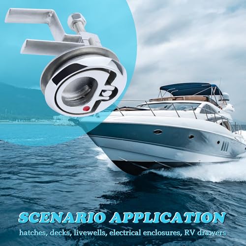 Boat Cam Latch Stainless Steel 316 Marine Hatch Cam Latch Style, Flush Pull Mount Includes Installation Screws Marine Hatch Deck Hardware Ideal for Ships, Yachts, RVs 1 Pcs/2Pcs/Lock/Non-Lock - size: No-Locking 2Pcs