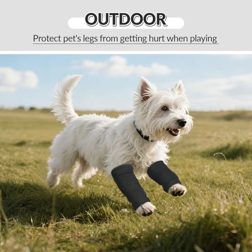 ROZKITCH 4 PCS Dog Leg Protection to Help Reducing Licking Scratching Elbow - color: DarkGrey, size: S-Leg Girth: 2.04in