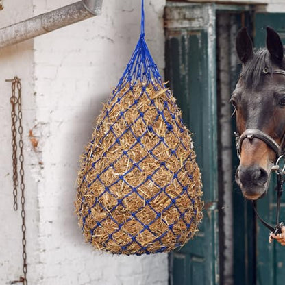 Slow Feed Hay Nets for Horses, 2 Pack, 40 Inch, 2 Inch Holes, Blue - color: Blue
