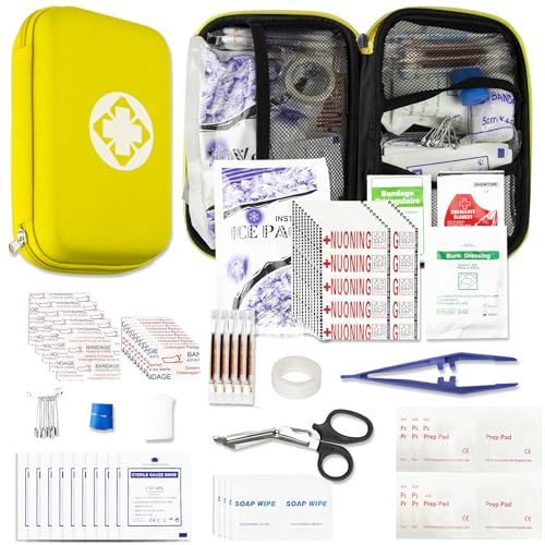 First Aid Kit 276PCS Car Home Camping Essentials Red Emergency Kit AMORNING - color: Yellow-276pcs
