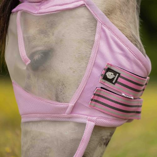 Equinavia Algard Horse Fly Mask with Nose Cover, Soft Mesh Full Face Design - color: Sweet Pink, size: Pony
