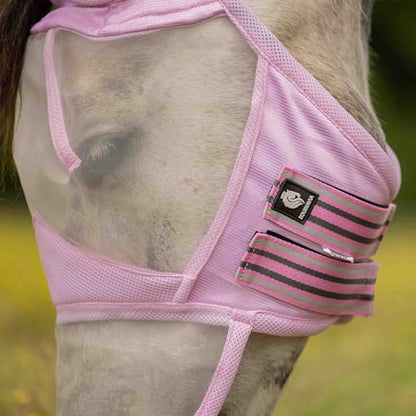 Equinavia Algard Horse Fly Mask with Nose Cover, Soft Mesh Full Face Design - color: Sweet Pink, size: Cob