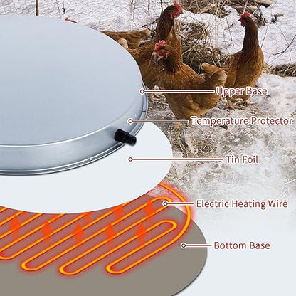 Chicken Water Heater for Winter， Heated Poultry Waterer Base,with Thermostat and 9.8ft Power Cord, Dia.11in - size: 1PACK