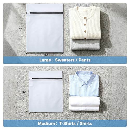 BAGAIL Laundry Bags Mesh Wash Bag for Intimates Lingerie and Delicates,6Pcs(3L,3M) - color: Pearl White-Fine Mesh, size: 3L,3M