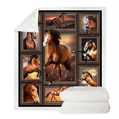Cozy Horse Print Throw Blanket for Girls - Warm & Comfy, 50"x60" Western Horse Blanket - size: 50" x 60"