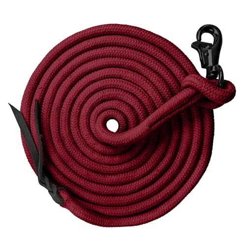 Clinician Training and Lunge Lead, Braided, 25 ft, Red with Black Nickel