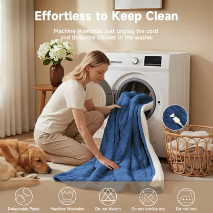 Heated Blanket Full Size, Soft Plush Electric Blanket, Blue - color: Blue, size: Full