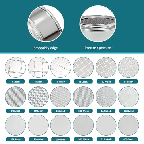 Full 304 Stainless Steel Mesh Sieve Screen, LVDALAB 24 Mesh(0.8mm) Aperture, 2.4inch(6CM) Dia Standard Sample Analysis Test Sieves Sifters Strainer for Industrial Laboratory Homes - size: 24 Mesh(0.8mm)/Ф2.4in(6CM)