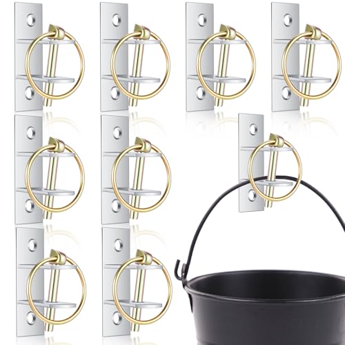 8 Pcs Water Bucket Hooks for Horses with Pin Heavy Duty Wall Mounted Horse Feed Bucket Hangers Holders Metal for Horse Stall Stable Barn Animal Supplies