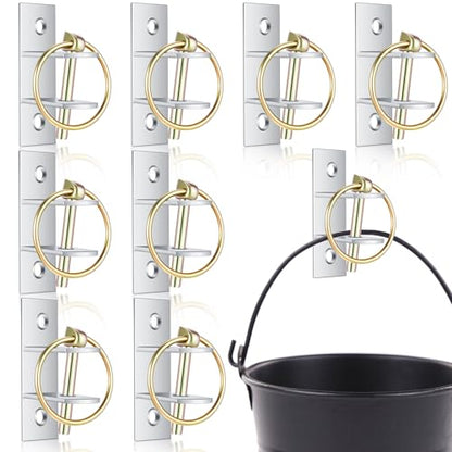 8 Pcs Water Bucket Hooks for Horses with Pin Heavy Duty Wall Mounted Horse Feed Bucket Hangers Holders Metal for Horse Stall Stable Barn Animal Supplies