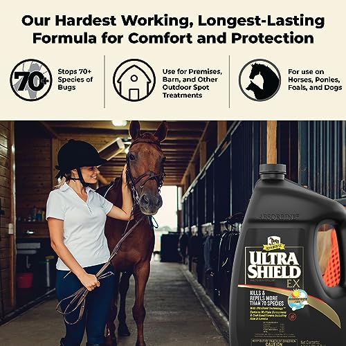 Absorbine UltraShield EX Insecticide & Repellent, 128 fl oz Gallon | Use on Horses, Dogs & Premise, Kills & Repels 70+ Species Including Flies, Mosquitoes, Ticks, Fleas, Lice, Up to 17 Days - size: 128oz Refill