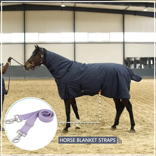 Premium Horse Blanket Sheet Leg Straps, Replacement Stretchy Belly Strap with Double Swivel Snaps, Adjustable Elastic Length from 24 to 42 Inch Winter Blanket - color: Purple