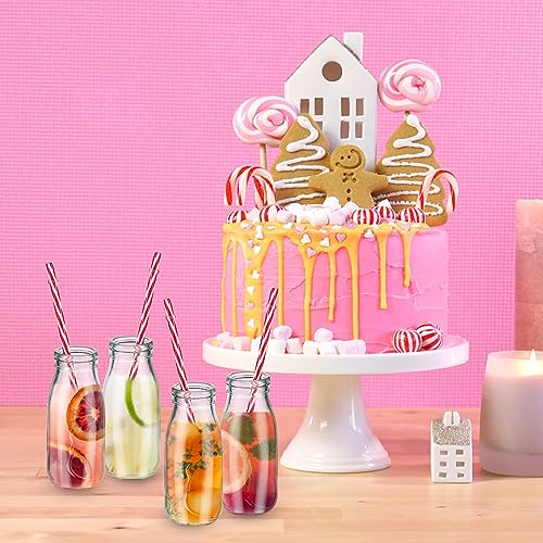 Tioncy 20 Pack 8.5 oz Reusable Glass Milk Bottles with Lids and Straws