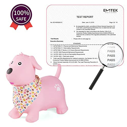 INPANY Bouncy Dog Hopper for Toddlers, Gifts Toy for Kid, Pump Included | Eco-Friendly PVC, Low Center Gravity, Cute Cartoon Design, Load 100 Lbs, Learn & Exercise & Active Fun, Gifts for 1-3 Kids - color: Pink Dog