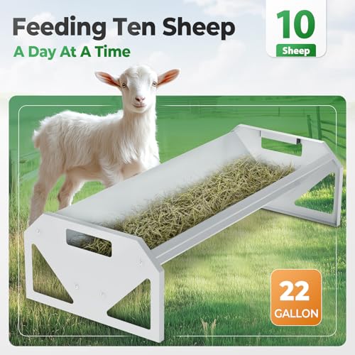 Livestock Feeding Trough 22 Gallon Capacity 45" Hay Feeder Heavy - color: Silvery