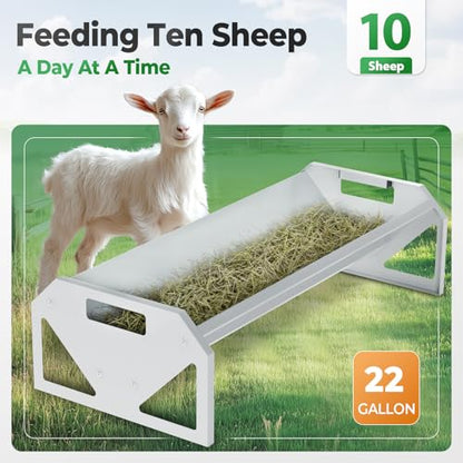 Livestock Feeding Trough 22 Gallon Capacity 45" Hay Feeder Heavy - color: Silvery