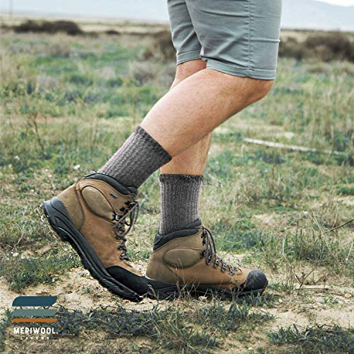MERIWOOL Merino Wool Hiking Socks for Men and Women – 3 Pairs Midweight Cushioned – Warm n Breathable - color: Gray, size: X-Large