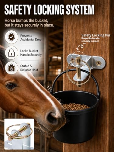 4 PCS Horse Water Bucket Hooks with Locking Pin, Feed Bucket Holder