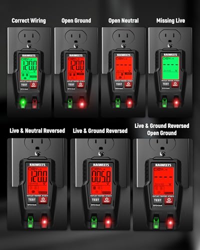 KAIWEETS GFCI Outlet Tester Plug in, LCD Display & Voltage Test for AC 120V