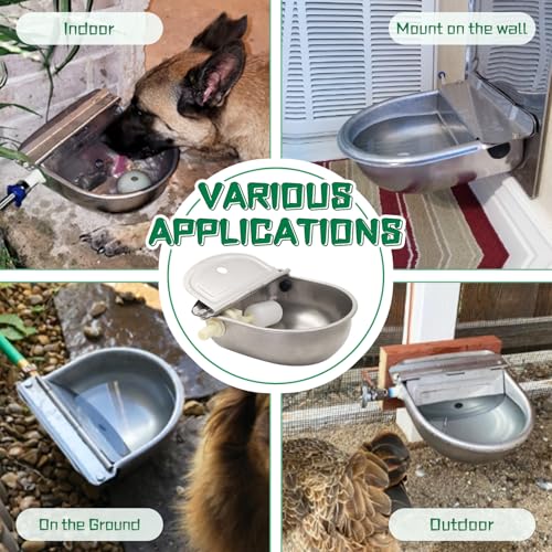 Automatic Dog Water Feeder 3L Stainless Steel Bowl for Chicken Cattle Sheep