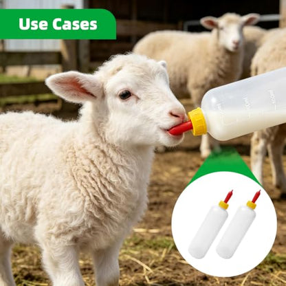 2 Pack 500ml Reusable Goat Feeding Bottles with 20 Nipples