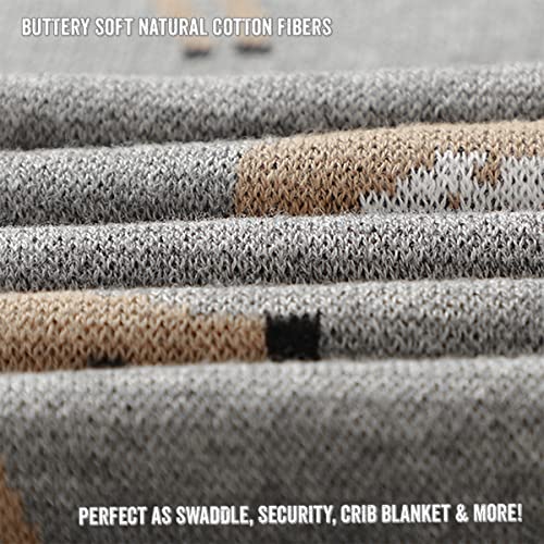 Knit Baby Swaddle Blanket - 100% Cotton Soft Cozy Receiving Swaddling Crib Stroller Quilt Blanket for Shower Gift Registry for Newborns, Infants, Toddlers, Unisex (Deer - Grey) - color: 12 - Deer - Grey