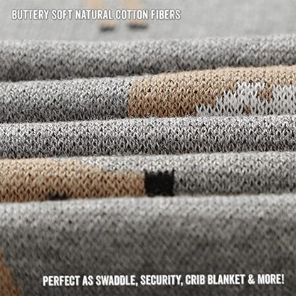 Knit Baby Swaddle Blanket - 100% Cotton Soft Cozy Receiving Swaddling Crib Stroller Quilt Blanket for Shower Gift Registry for Newborns, Infants, Toddlers, Unisex (Deer - Grey) - color: 12 - Deer - Grey