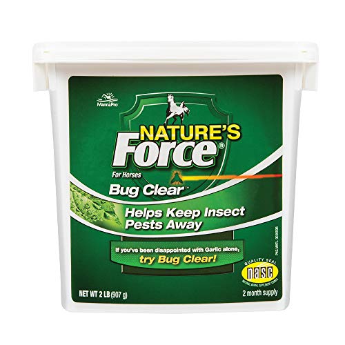 Manna Pro Nature’s Force Bug Clear Horse Supplement, Horse Care, Natural Insect & Fly Defense, Supports Skin & Coat Health, NASC Quality Seal, 2 lb Bucket