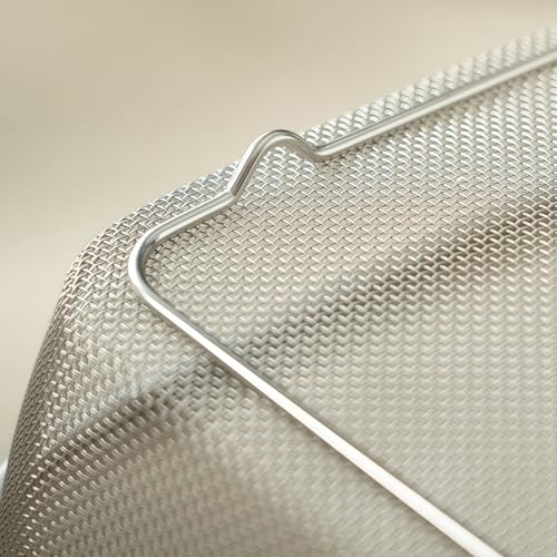 18/8 Stainless Steel Fine Mesh Strainer Basket with Feet, Rectangular Colander for Vegetables, Fruits, Pasta, Noodles – Rustproof, Durable & Easy to Clean (11.02 inch) - color: Sleek Square, size: 11.02 inch