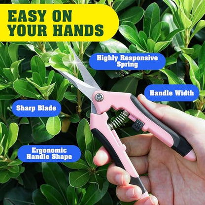 EWPJDK 4 Pack Garden Pruning Shears Scissors Clippers Stainless Steel - color: Pink