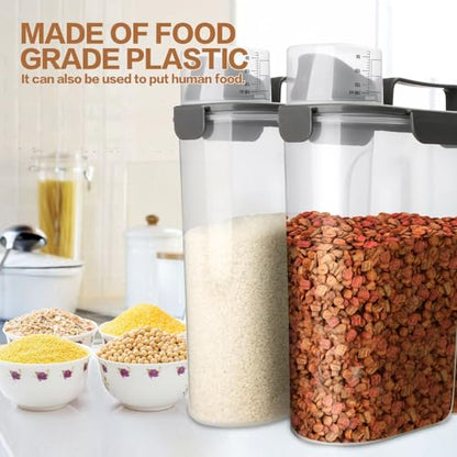 TIOVERY Dog Food Storage Container, 5-7 Lbs Airtight Pet Food Container, Cat Food Container Dispenser with Portable Handle, Pouring Spout and 4 Seal Buckles for Dogs Cats 2 Pack Grey - color: Grey 6Qt+3QT