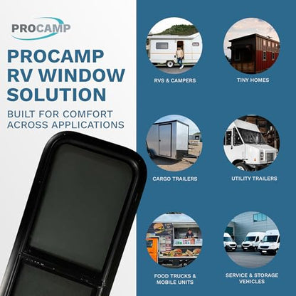 ProCamp RV Window 18x40 | Vertical Slider, Screen & Trim Ring