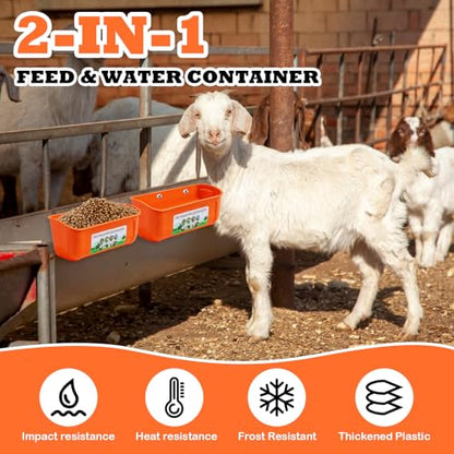 3 Pack Chicken Feeder, Duck Feeder Supplies, Hanging Fence Feed Trough with Clips for Goat, Sheeple, Piglet, Gooses, Turkeys, Dog Livestock Poultry, 8 Quarts in Total, Feed Scoop Included, Orange - color: Orange 3pcs