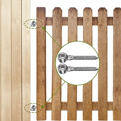 Insaga 304 Stainless Steel Gate Hinges for Wooden Fences, One-Piece Gate Hinge Eye for Wooden Farm Gate Hinge, Heavy Duty Gate Hinges with Hole Dia 5/8'' (2Pcs, M12) - color: M12-Hook Hinge-2pcs