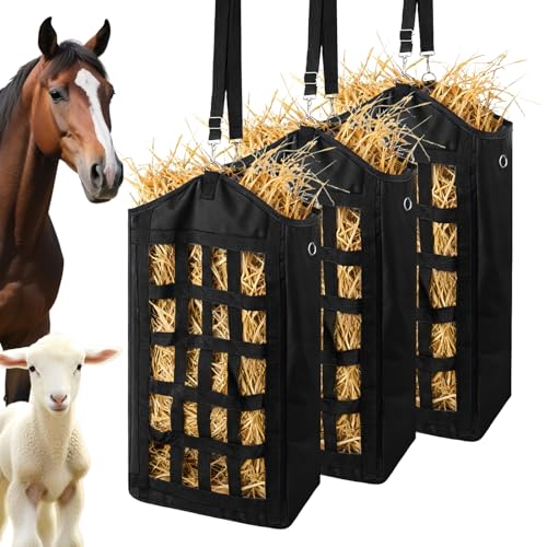 EUBUY 3 Pcs Hay Feeder for Goats and Horses, Slow Feed Design, Hay Nets