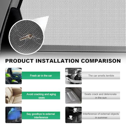 4 PCS Car Window Shades, Stretchy Mesh Front Rear Side Window Sun Shades for Heat Block UV Protection, Universal Breathable SUV Window Screen Covers to Keep Your Cars Cool (Car) - color: Car, size: 4 PCS (Front & Rear)