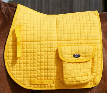 Horse English Quilted Faux Fur All-Purpose Saddle Pad Yellow w/ Pockets 72152YL