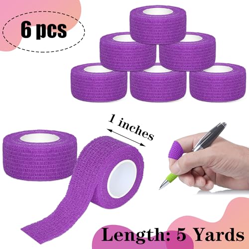 6 Pack Purple Self Adhesive Bandage Wrap 1 Inches x 5 Yards - color: Purple, size: 1 Inch